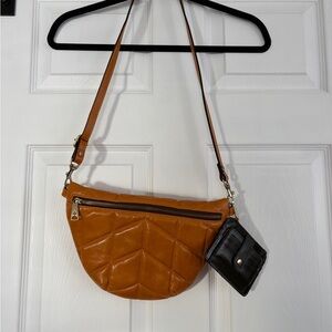 Patricia Nash Leather Tinchi Sling Bag in GoldenrodYellow with NWT bonus wallet